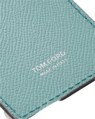 Tom Ford Saffiano Leather Buckle-Fastening Luggage Tag in Light Blue