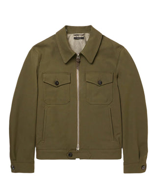 Tom Ford Cotton Twill Zip Blouson Jacket Green