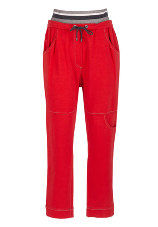 Brunello Cucinelli Cotton-Blend Contrast Stitch Drawstring Joggers Red