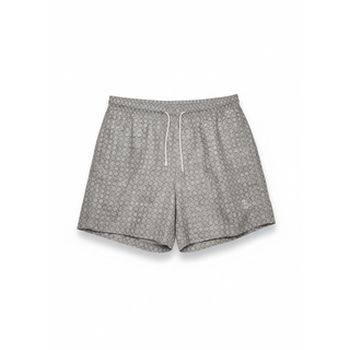 Brunello Cucinelli Mens Geometric Print Swim Shorts in Printed Green