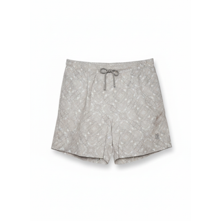Brunello Cucinelli Mens Patterned Swim Shorts in Paisley Green/White