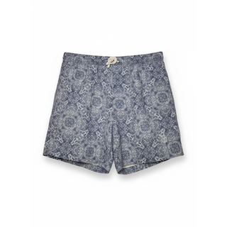 Brunello Cucinelli Mens Patterned Swim Shorts in Navy