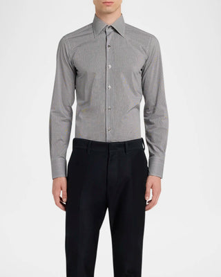 Tom Ford Cotton Micro-Pattern Point-Collar Dress Shirt