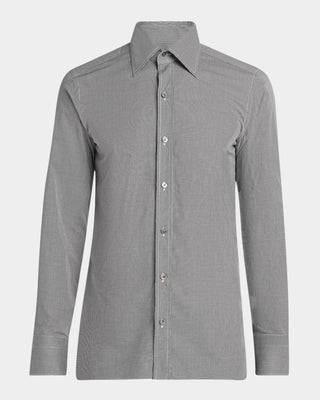 Tom Ford Cotton Micro-Pattern Point-Collar Dress Shirt