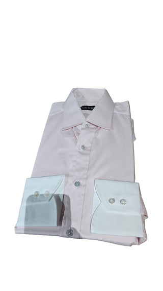 Tom Ford Pink Solid Dress Shirt with White Cuff