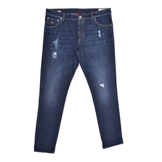 Brunello Cucinelli Dark Wash Distressed Denim Jeans