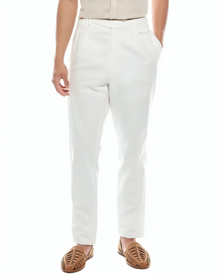 Brunello Cucinelli Pleated Crossover Waist Trousers White