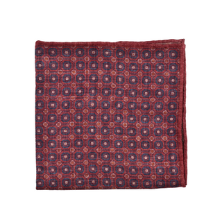 Brunello Cucinelli Brunello Cucinelli Wool Blend Red Geometric Pattern Pocket Square