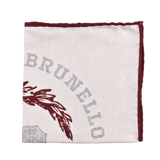 Brunello Cucinelli Textured Cotton Logo Motif Pocket Square