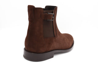 Tods Brown Suede Chelsea Boots with Perforated Toe