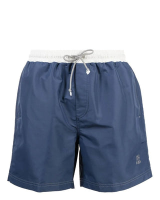 Brunello Cucinelli Nylon Drawstring Swim Shorts with Contrast Waistband