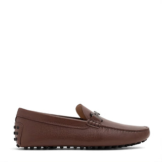 Tods Grained Leather Metal Bit Driving Loafers