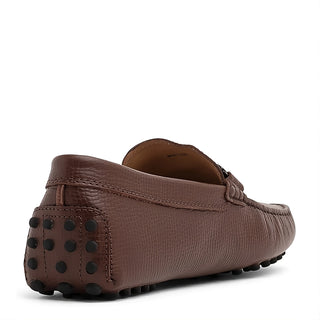 Tods Grained Leather Metal Bit Driving Loafers