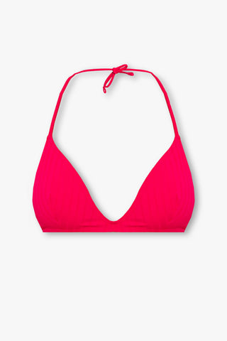 Eres Ribbed Triangle Halter Bikini Top Red