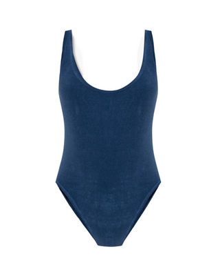 Zimmermann Textured Scoop-Neck One-Piece Swimsuit Navy