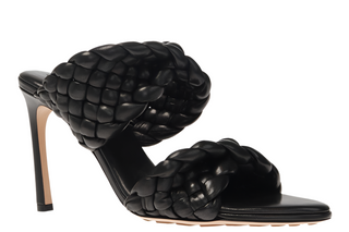 Bottega Veneta Padded Woven Leather Stiletto Mule Sandals