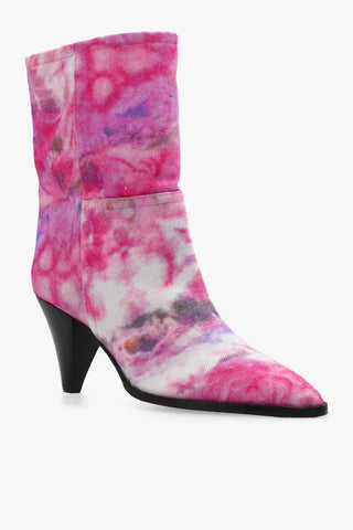 ISABEL MARANT Tie-Dye Canvas Pointed Ankle Boots