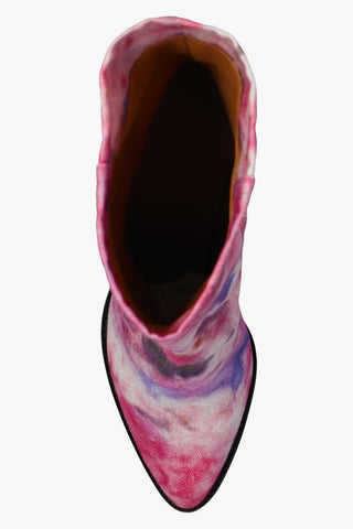 ISABEL MARANT Tie-Dye Canvas Pointed Ankle Boots