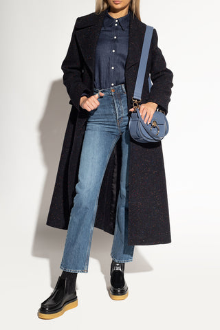 Chloé Polished Leather Knit Cuff Moc Toe Chelsea Boots