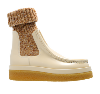 Chloé Smooth Leather Scalloped Knitted-Cuff Boots