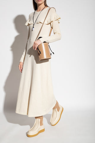 Chloé Smooth Leather Scalloped Knitted-Cuff Boots