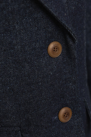 Chloé Denim Single-Breasted Notched-Lapel Blazer Navy
