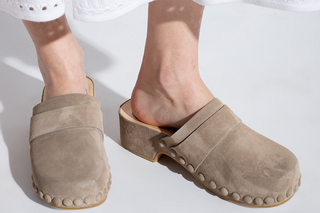 Chloé Suede Studded Platform Clogs