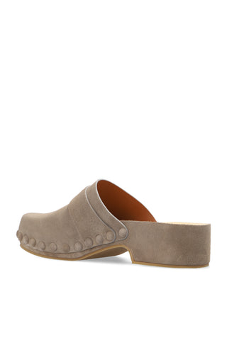 Chloé Suede Studded Platform Clogs