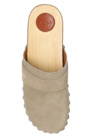 Chloé Suede Studded Platform Clogs