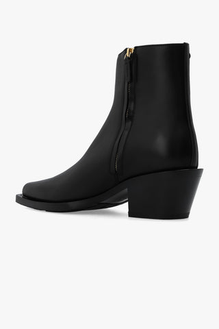 Chloé Woven Leather Buckle Detail Ankle Boots Black