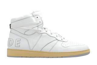 Rhude White Leather High-Top Sneakers with Contrast Sole
