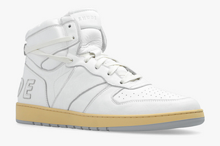 Rhude White Leather High-Top Sneakers with Contrast Sole