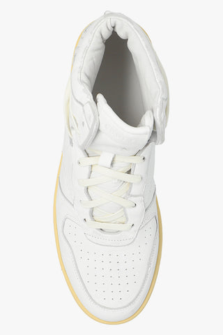 Rhude White Leather High-Top Sneakers with Contrast Sole