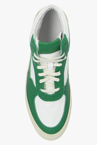 Rhude Two-Tone Leather Mid-Top Sneakers