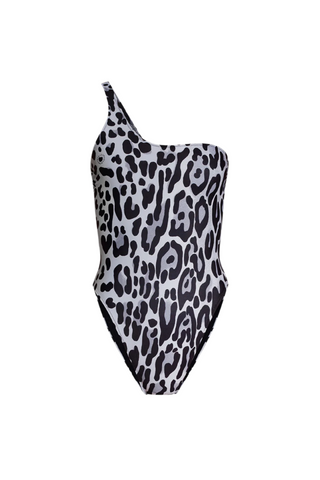Stella McCartney Leopard Print One-Shoulder One-Piece Swimsuit